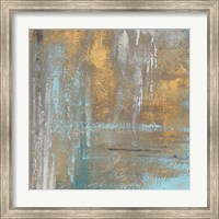 Framed Gold Abstract on Teal