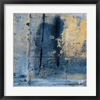 Framed Gold on Blue Square I