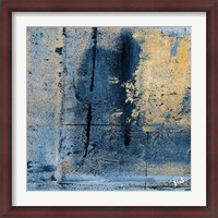 Framed Gold on Blue Square I