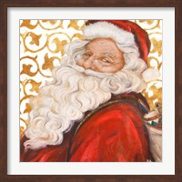 Framed Gold Damask Santa