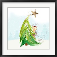 Framed Whimsical Tree and Reindeer
