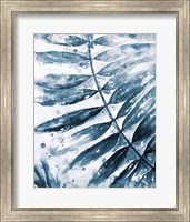 Framed Blue Jungle Leaf II