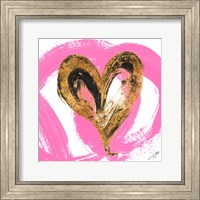 Framed Pink & Gold Heart Strokes I