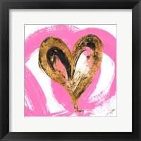 Framed Pink & Gold Heart Strokes I