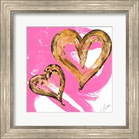 Framed Pink & Gold Heart Strokes II