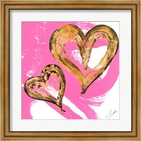 Framed Pink & Gold Heart Strokes II