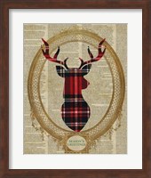 Framed 'Holiday Tartan Deer I' border=