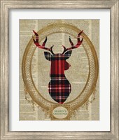 Framed 'Holiday Tartan Deer I' border=