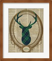 Framed 'Holiday Tartan Deer II' border=