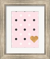Framed Heart White and Black Dots on Pink