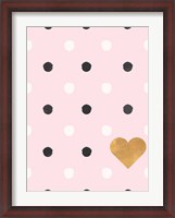 Framed Heart White and Black Dots on Pink