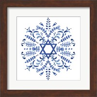 Framed 'Indigo Hanukkah IV' border=