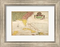 Framed Map of Carolina, Florida & the Bahama Islands