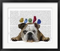 Framed English Bulldog and Birds