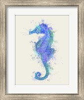 Framed Seahorse Rainbow Splash Blue