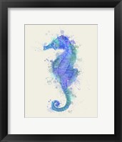 Framed Seahorse Rainbow Splash Blue