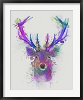 Framed Deer Head 1 Rainbow Splash Pink and Purple