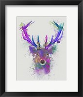 Framed Deer Head 1 Rainbow Splash Pink and Purple