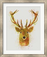 Framed Deer Head 1 Rainbow Splash Red and Gold