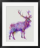 Framed Deer 1 Rainbow Splash Purple Pink