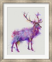 Framed Deer 1 Rainbow Splash Purple Pink