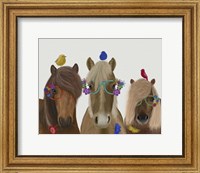 Framed Horse Trio with Flower Glasses