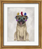 Framed Pug and Flower Glasses