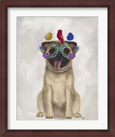Framed Pug and Flower Glasses