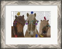 Framed Horse Trio with Flower Glasses