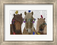 Framed Horse Trio with Flower Glasses