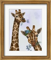 Framed Chewing Giraffe Duo