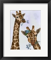 Framed Chewing Giraffe Duo