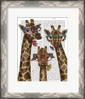 Framed Giraffe and Flower Glasses, Trio