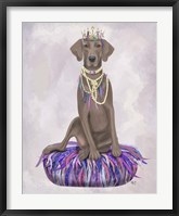 Framed Weimaraner on Purple Cushion