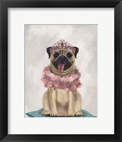 Framed Pug Princess On Cushion