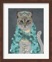 Framed Grey Cat With Bells, Portrait