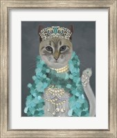 Framed Grey Cat With Bells, Portrait