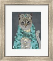 Framed Grey Cat With Bells, Portrait