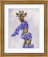 Framed Giraffe with Purple Boa