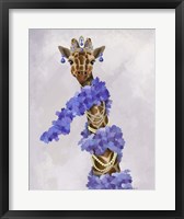 Framed Giraffe with Purple Boa