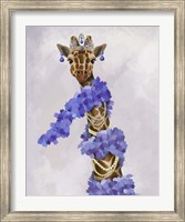 Framed Giraffe with Purple Boa