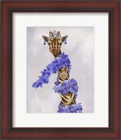 Framed Giraffe with Purple Boa