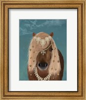 Framed Horse Brown Pony with Bells, Portrait