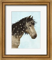 Framed Horse Buckskin with Jewelled Bridle