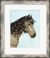 Framed Horse Buckskin with Jewelled Bridle