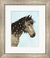 Framed Horse Buckskin with Jewelled Bridle