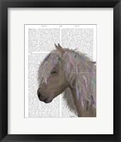 Framed Horse Beige with Ribbons