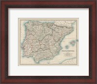 Framed Map of Spain & Portugal