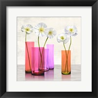 Framed Poppies in crystal vases (Purple I)