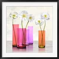 Framed Poppies in crystal vases (Purple I)